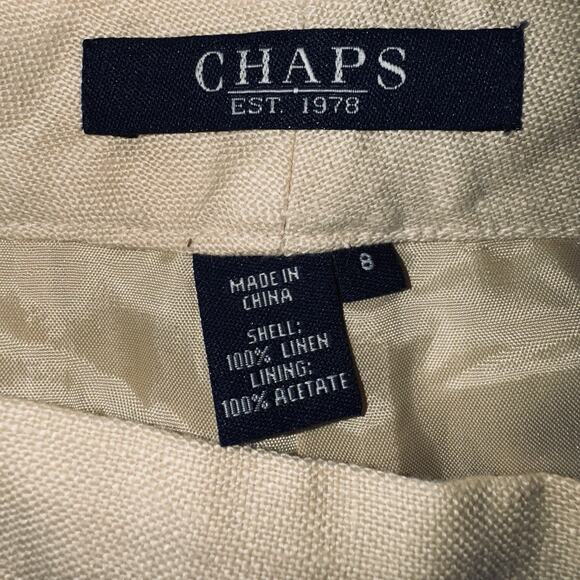 NWT Chaps Women 100% Linen Lined Chino Pants Size 8 Beige Pockets Office Career - Picture 5 of 8